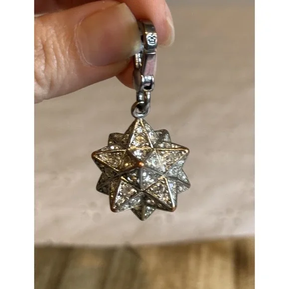 Juicy Couture Silver Tone Pave Star Charm Dangle Clip On‎ 1.5