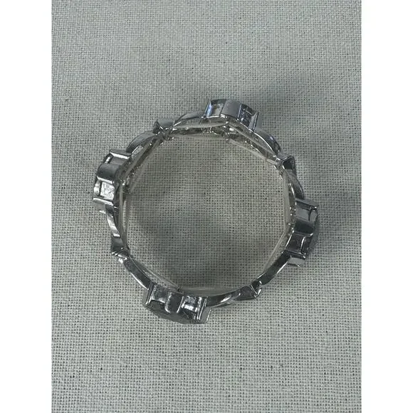 Silver Plated and Black Stretch Bracelet