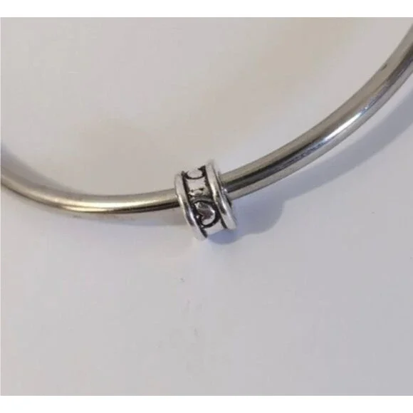 Silver Scroll Etched Slider Bead Charm Womens