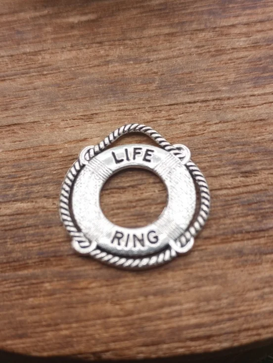 Silver Tone 'Life Ring' Charm Pendant Connector P251