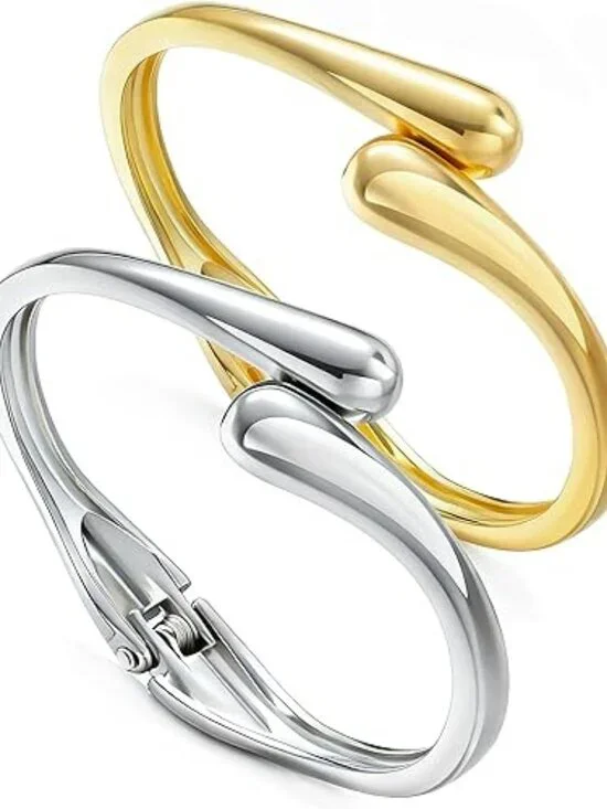 NEW Chunky Gold Bangle Bracelets Classy Gold & Silver Combo Stackable Elegant