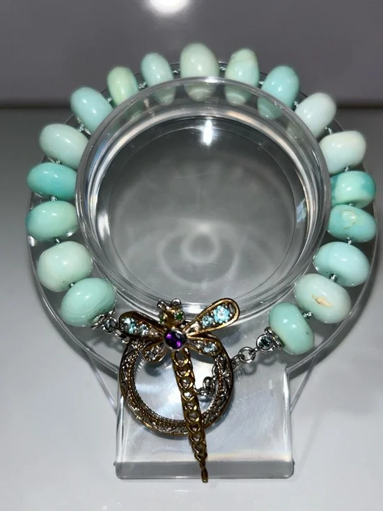 NWOT Gems En Vogue Palladium 18k Accents Gemstone Dragon Fly Toggle Bracelet