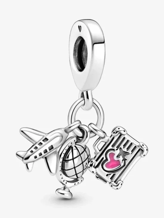 Pandora Airplane, Globe & Suitcase Dangle Charm