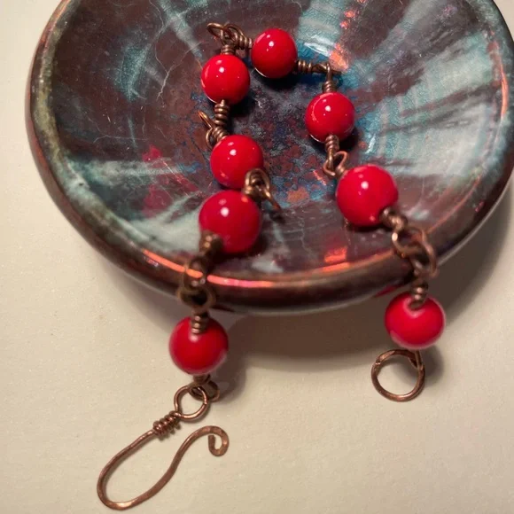 Handmade Beaded‎ Copper Wire Wrap Bracelet Anklet Hammered Boho Fairy Indie