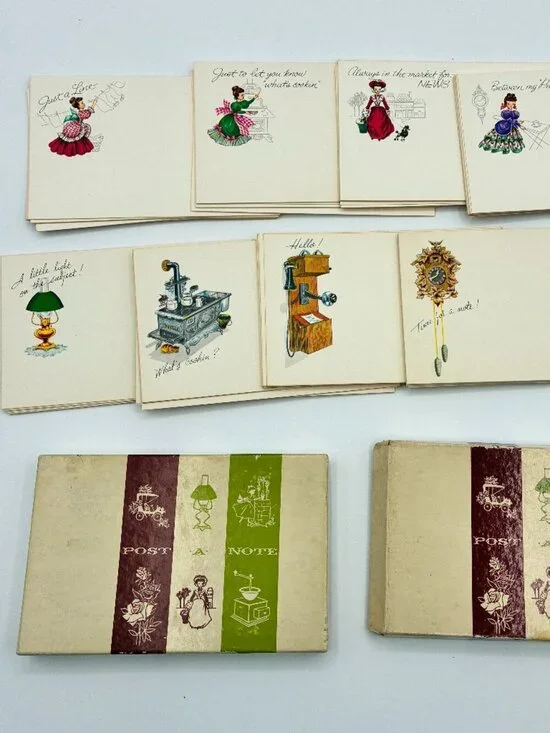 Vintage Post A Note Postcards Lot of 79 Unused Cards 8 Designs 2 Boxes