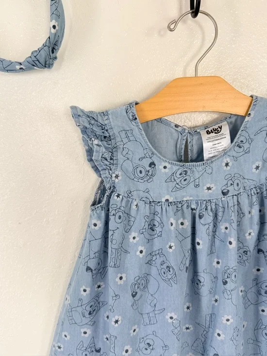 Bluey & Chloe Cotton Dress + Matching Headband Size 2T Toddler