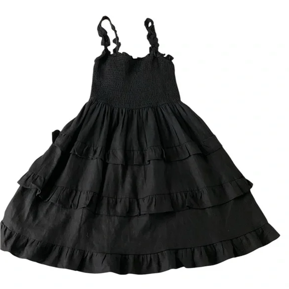 Love tree Black Ruffled Smocked Tiered Sundress