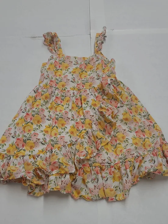 Janie And Jack Pink/Yellow Floral Sleeveless Dress Size 6