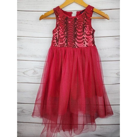 Lilt red sequin Tulle dress Girls 6 Party Holiday Birthday