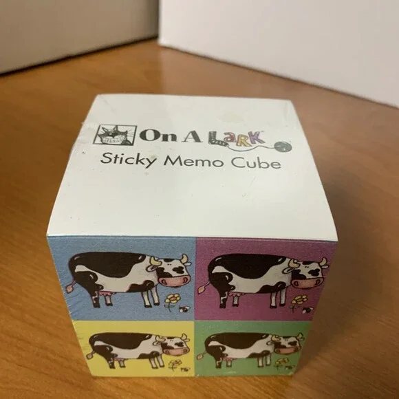 Vintage On A Lark Sticky Memo Cube Holstein Cows  3”x3”x3”