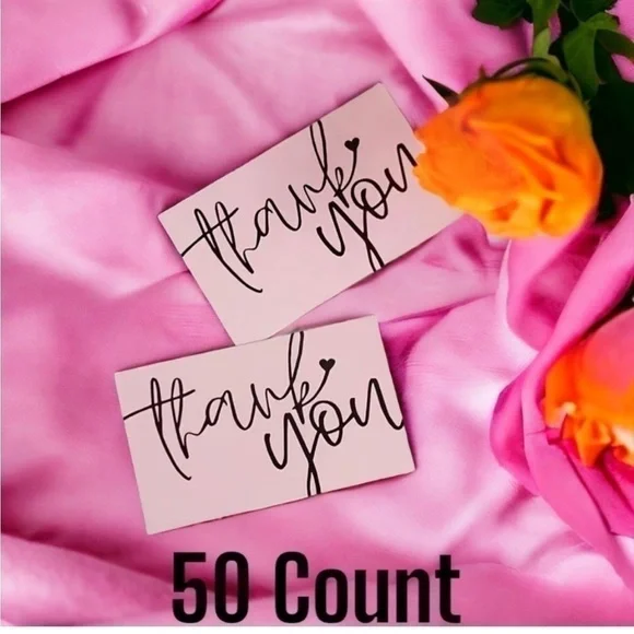 50 Thank you cards for your small business resellers Pink & Black Business Card