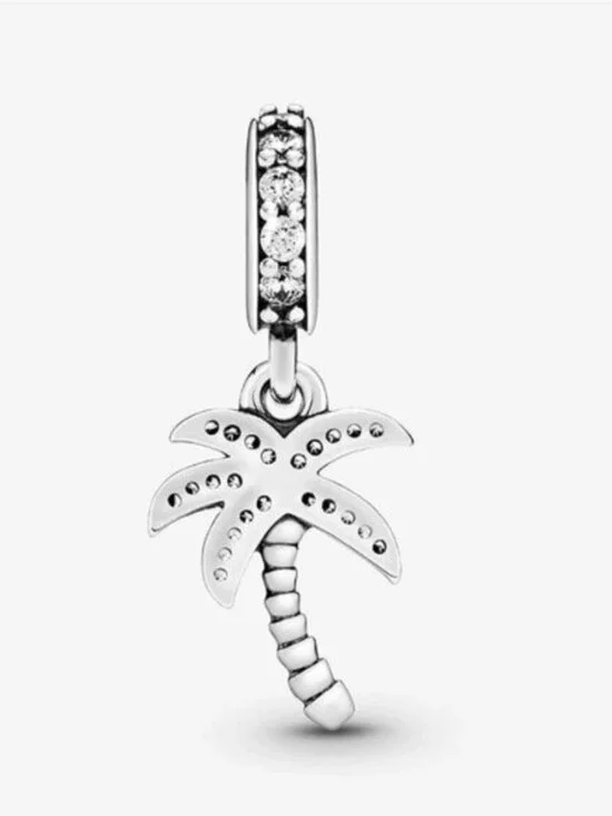 Pandora Sparkling Palm Tree Dangle Charm Sterling Silver