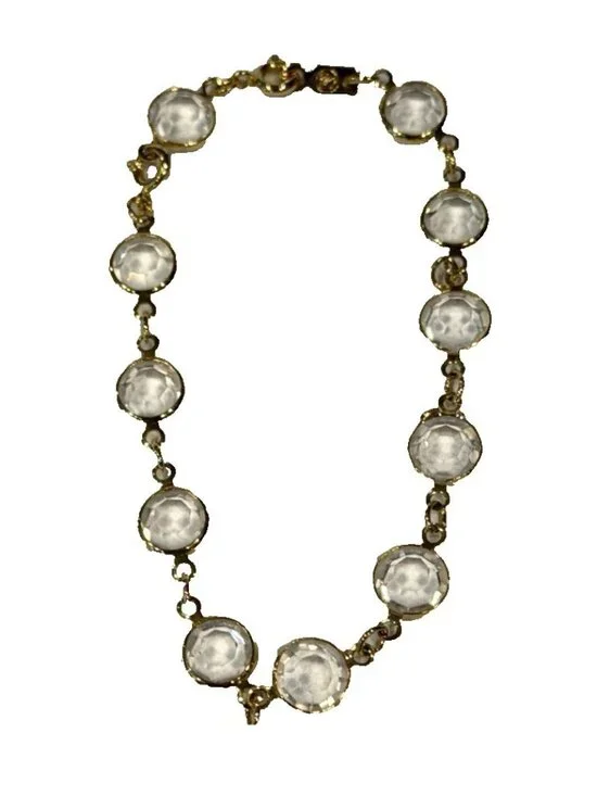 Swarovski Swan Clear Bezel Crystals Goldtone Bracelet Vintage 8.5