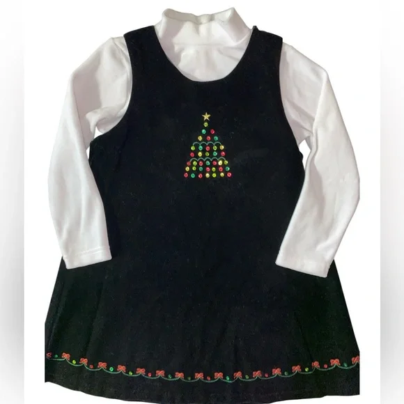 Sophie Rose • Black Velvet • Christmas Tree Dress• 2 Piece Set