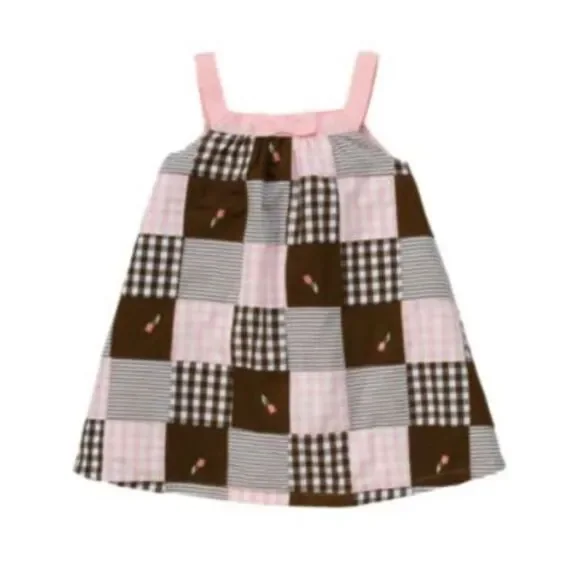 NEW girls dress Gymboree 12-18 M Celebrate Spring brown white pink plaid tulip