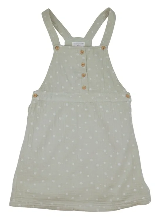 Happy Grey Girls Size 8 Sage Green Overall Dress Polka Dot Cotton