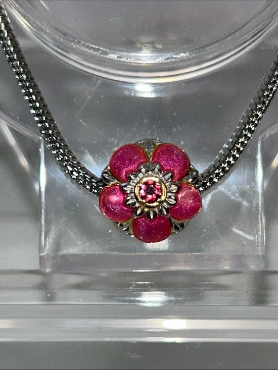 NWOT Gems En Vogue Palladium 18k Accent Floral Gemstone Euro Style Charm