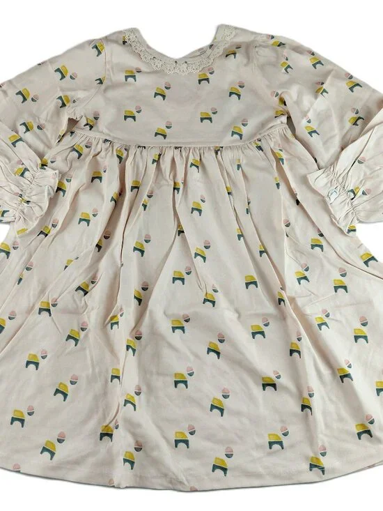 The Sunday Collective Long Sleeve A-Line Dress Girls 10Y Pale Rose Tan Pockets