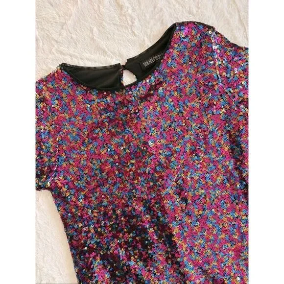 Three Pink Hearts Sequin Dress Girls Size M Multicolor Party Dress
