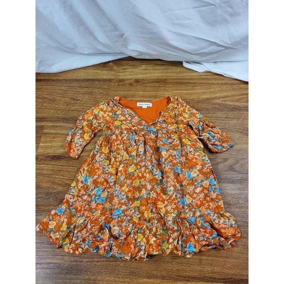 Roller Rabbit Orange Floral Girls Dress Size 4