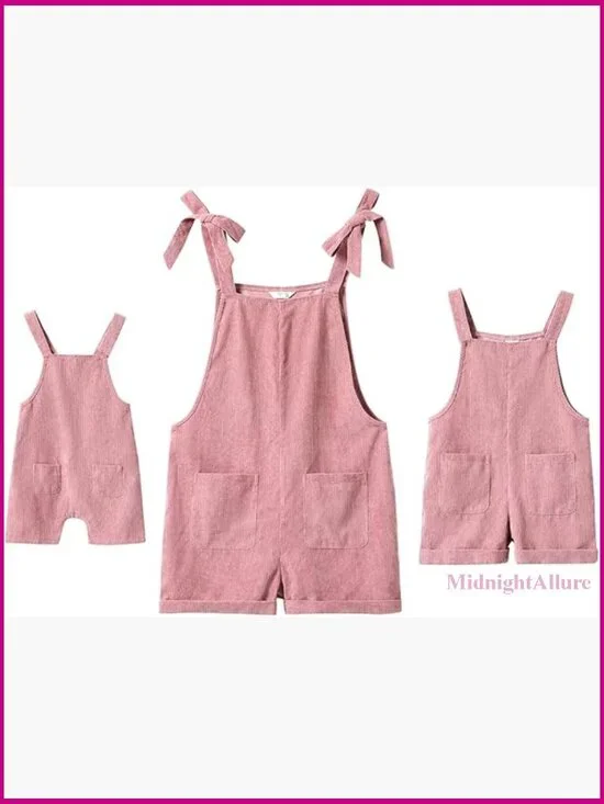 Matching Overall Jumpsuit Romper Summer Sleeveless Tie Shoulder Shorts Set