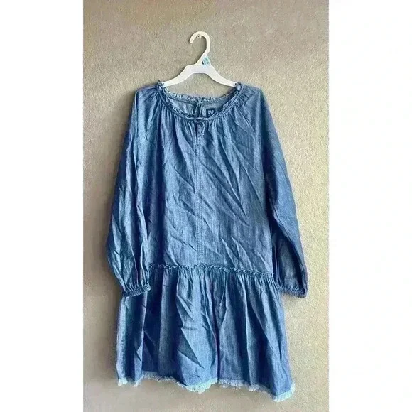Gap Long-Sleeve Tiered All-Day Jean‎ Dress for Girls Size XXL