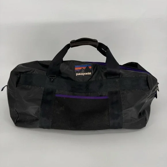 Vintage 90's Patagonia Wet-O-Dry Duffle Bag Luggage Mesh‎ Rare Black Purple READ