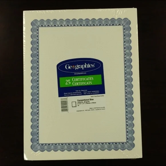 4/$15 🌻 NWT 25 piece Pack of Certificate Paper