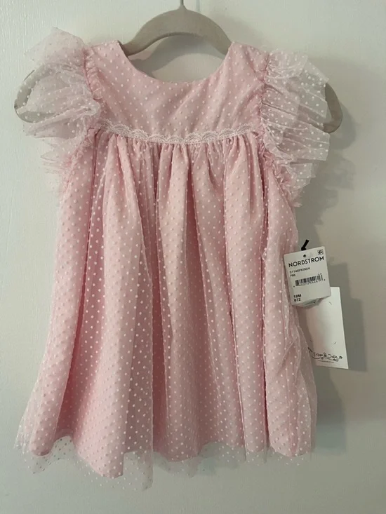 NWT Pippa & Julie Mesh Dot Float Dress Pink 18M