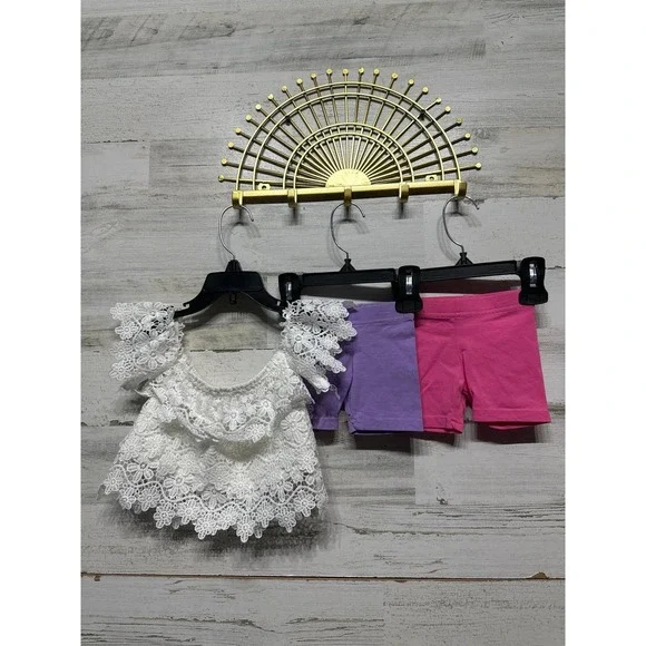 Bizzyizzy Ruisita Clothing Lot Girls 3-6M White Pink Purple Lace Boho EUC