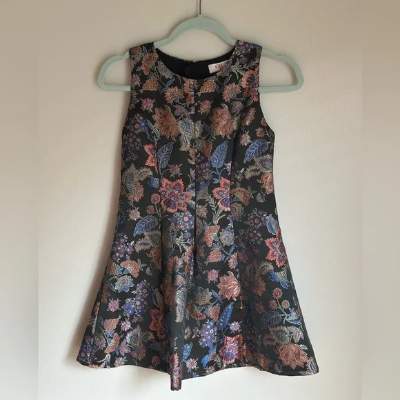 GB Girls Oriental Floral Satin Formal Dress Size 10 Black Multi Zipper Back