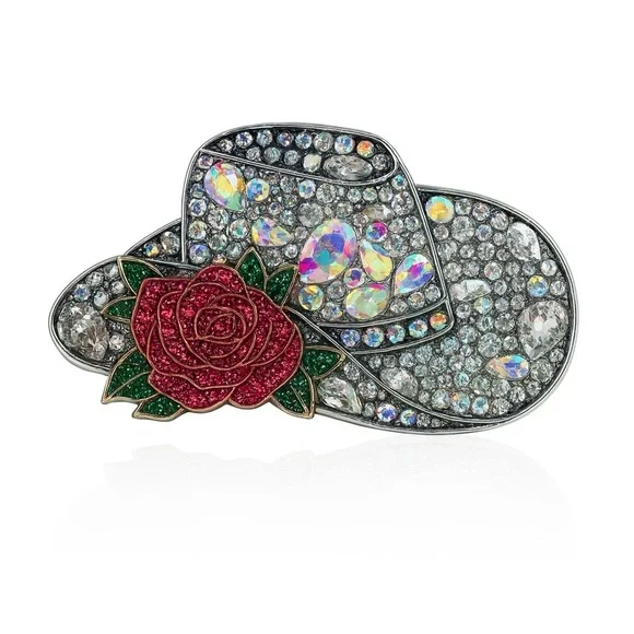 ⚜️ Crystal Rose Hat Brooch