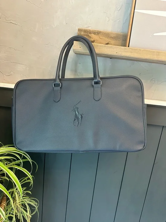 Ralph Lauren Polo Large Navy Duffle Weekender Travel Gym Bag Removable Strap