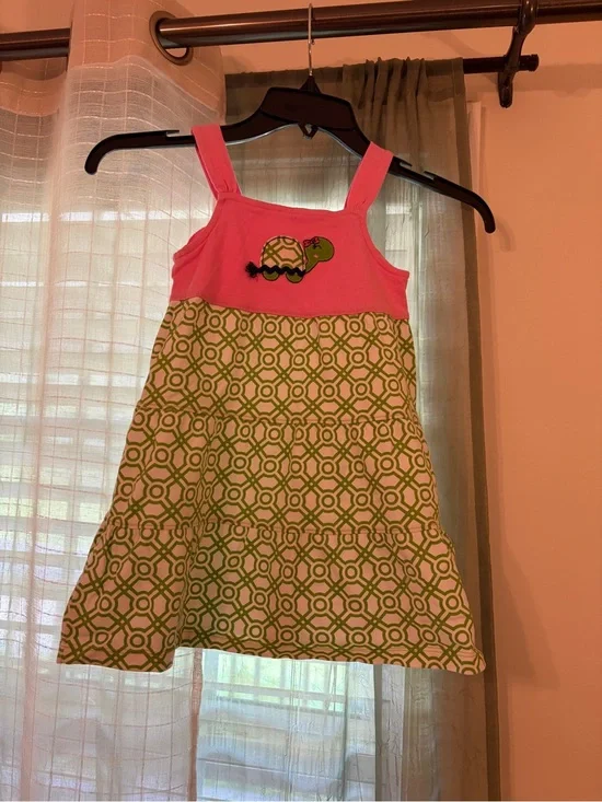 Pink & Green Turtle Applique Sundress