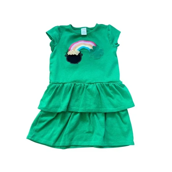 Gymboree Dress Kids Green St Patricks Day Rainbow Tiered Ruffle SIZE 5T