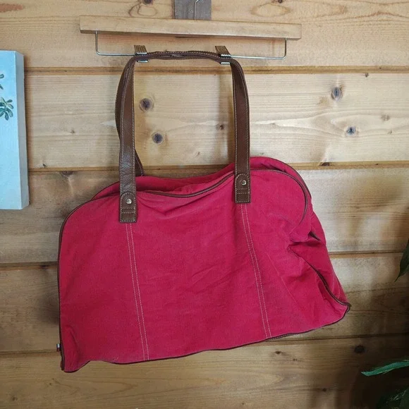 Red Tommy Hilfiger corduroy vintage bag duffle over night Weekend ZA4