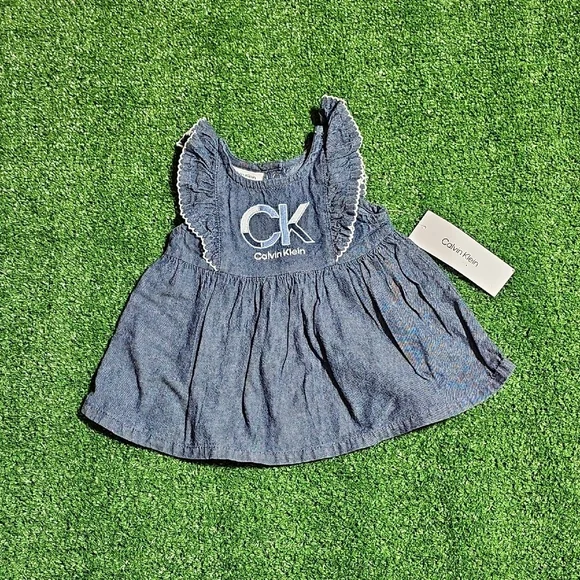 Calvin Klein Blue Baby Dress with Ruffles