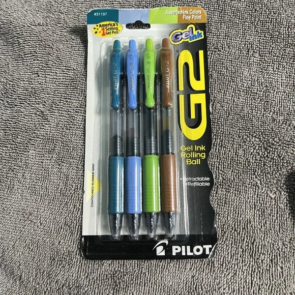4 Pilot G2 Premium Gel Roller Pens Light Blue, Brown, Lime Green, Turquoise‎