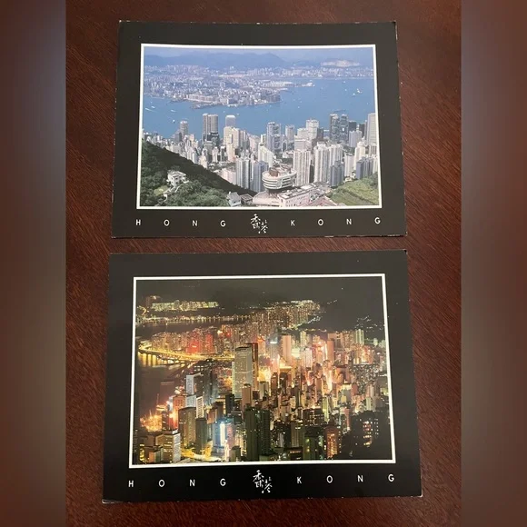 Hong Kong Night View & Victoria Harbour View from the Peak 2 Postcards