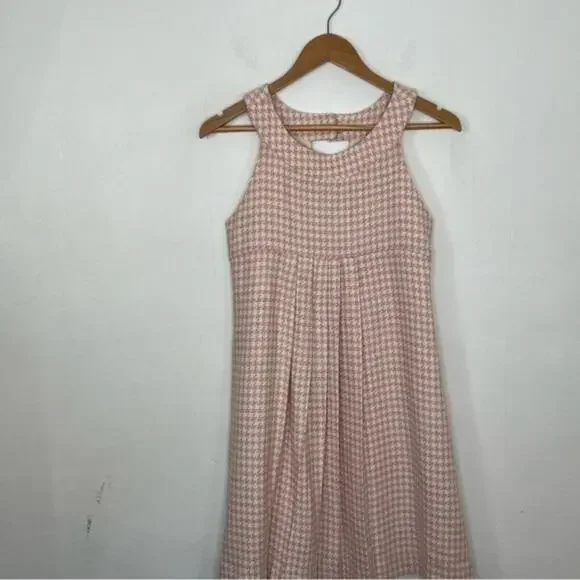 Florence Eiseman Wool Blend Houndstooth Pink White Tweed Dress Girl Size 16