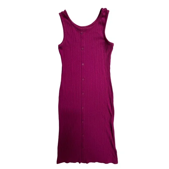 Art Class Girls Rib Knit Tank Dress Pink Button Front Sleeveless Size L 10/12