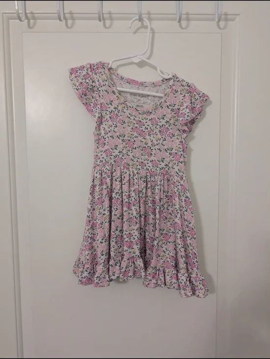 Posh Peanut Pink Floral Flutter Sleeve Twirl Dress Size 2T Cottagecore