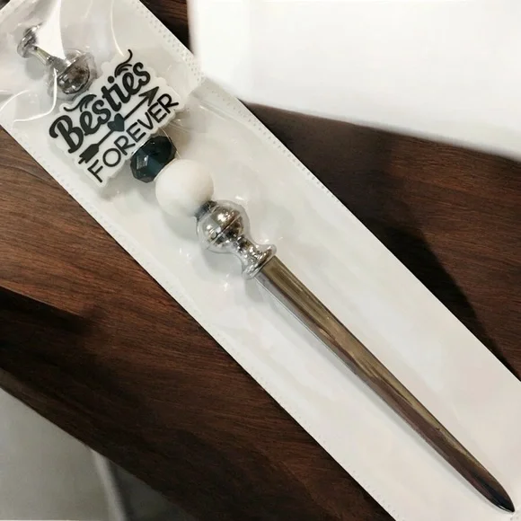 Besties Forever Beaded Silver & Black Letter Opener