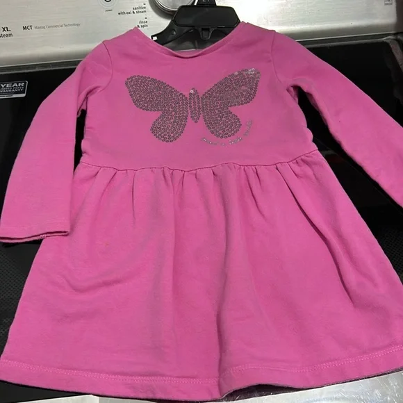 Girls 24 month casual dress long sleeve butterfly sequin spread a little sparkle