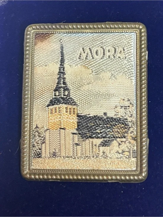 Antique Mora silk patch brooch