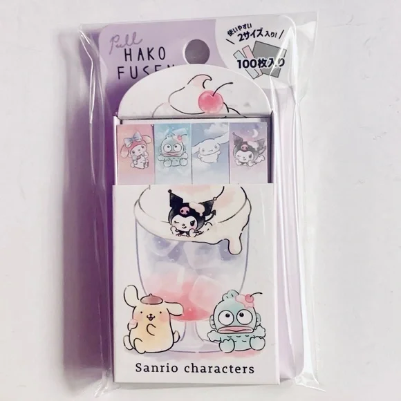 Sanrio Page Flags Cream Soda Sticky Note Markers, Kuromi Cinnamoroll Hangyodon