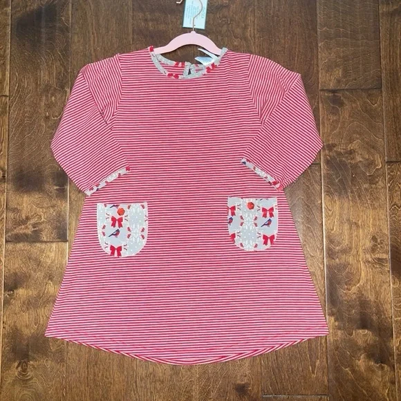 Brother and Sissy Tara Collection Red and Gray Striped holiday outfit size 10