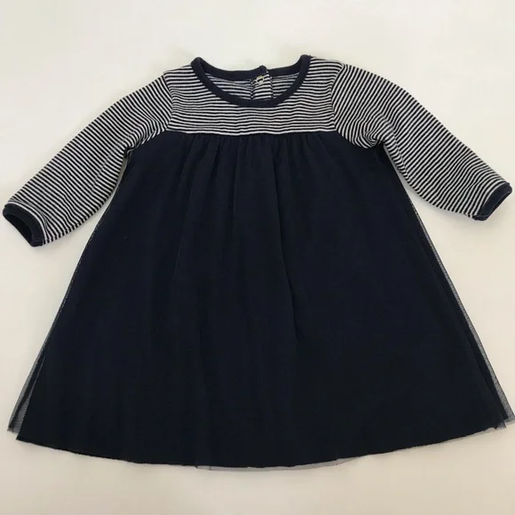 Petit Bateau Navy Tulle & Cotton Dress