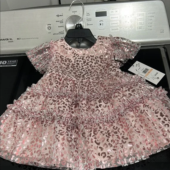 Girls 2T new foil cheetah animal leopard cat print lined crinoline party dress