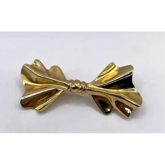 Vintage Accessocraft NYC Gold Tone Bow‎ Brooch Pin